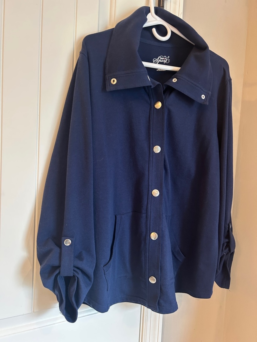 Navy Button-Front Women's shirt or lightweight jacket style
